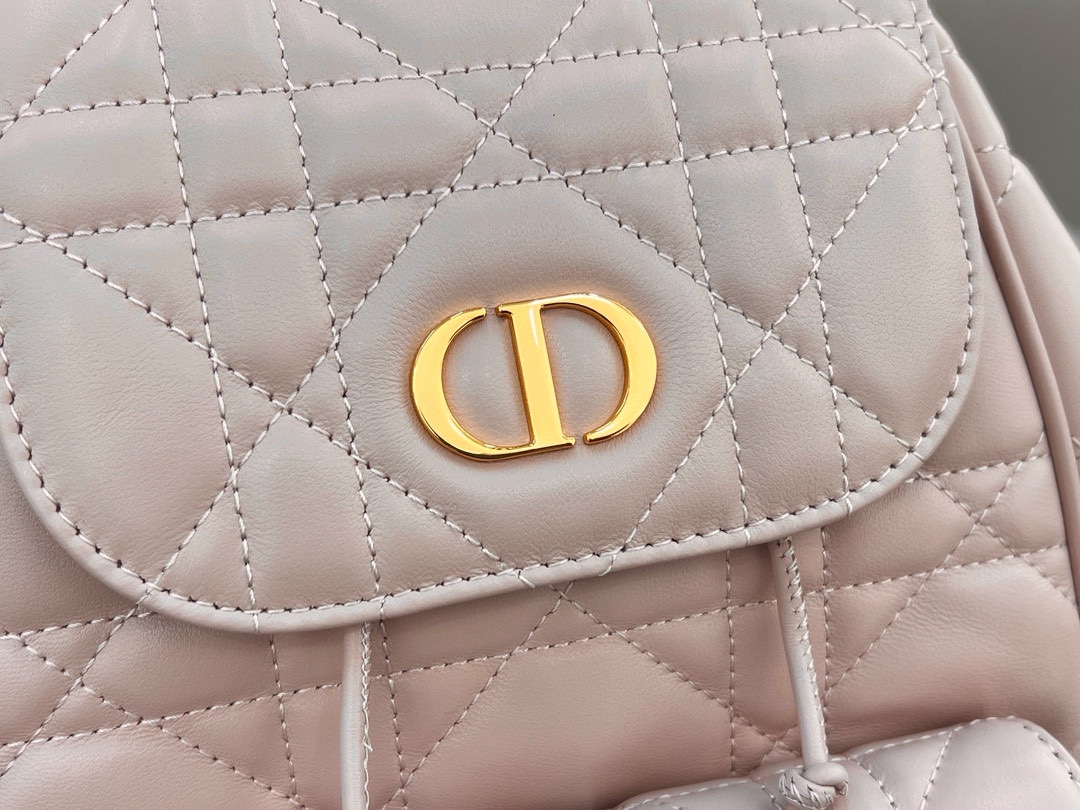 Medium Dior Caro Backpack Pink Macrocannage Lambskin